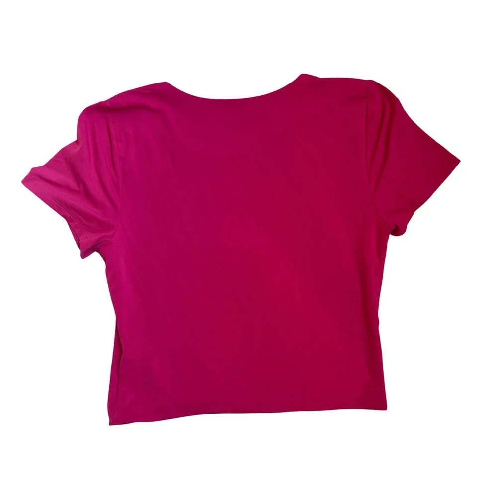 Aritzia Babaton Fuchsia Pink Contour Crew Cropped T-shirt Top SZL